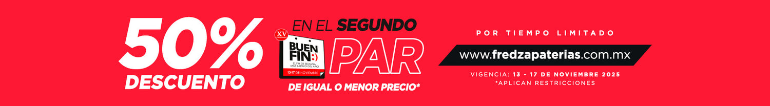 El Buen Fin llega con ofertas y grandes descuentos en zapatos, botas, tenis, mocasines, zapatillas, para mujer, hombre, niños, niñas de las mejores marcas en Fred Zapaterías.