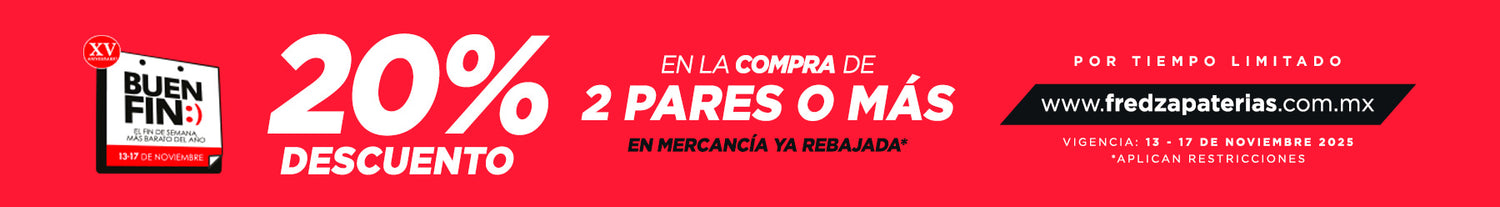 El Buen Fin llega con ofertas y grandes descuentos en zapatos, botas, tenis, mocasines, zapatillas, para mujer, hombre, niños, niñas de las mejores marcas en Fred Zapaterías.